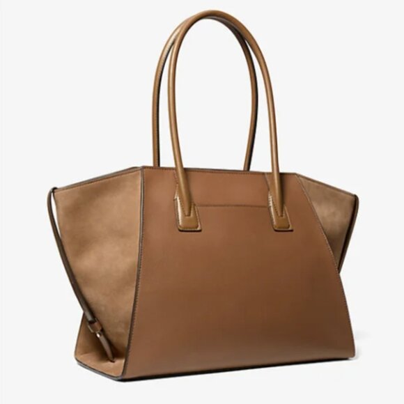 Michael Kors Avril Extra-Large Leather and Suede Tote Bag Brown NWT - Picture 2 of 6